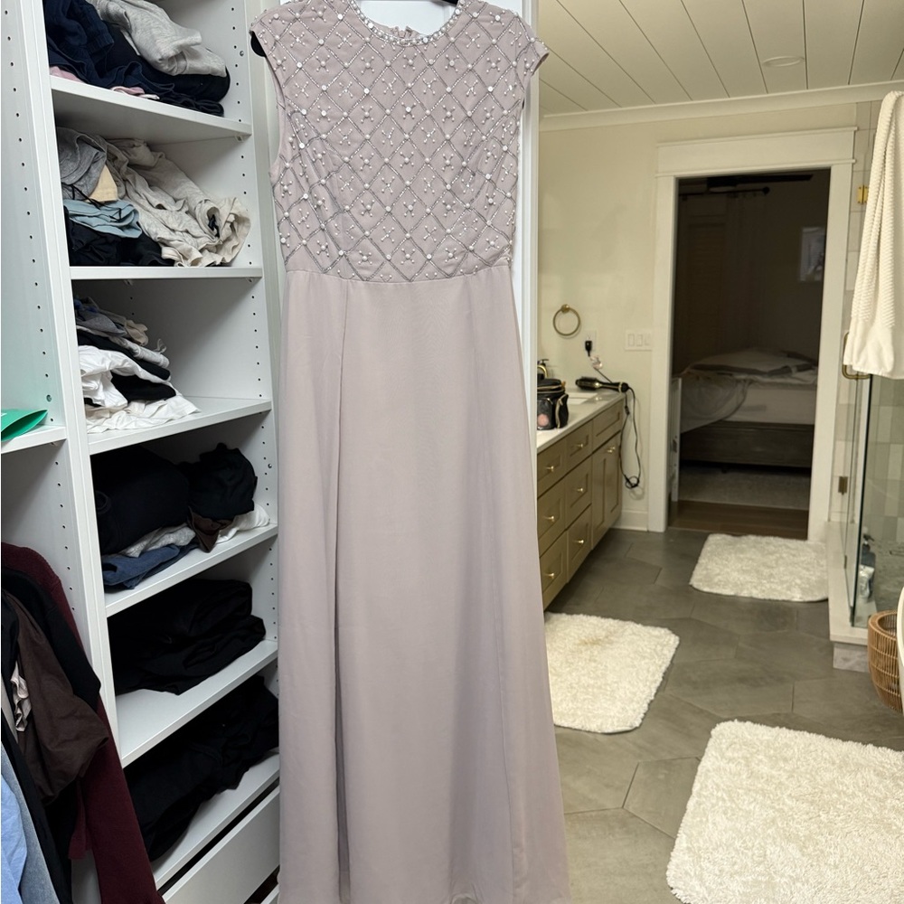 ASOS Gray Beaded Maxi Dress